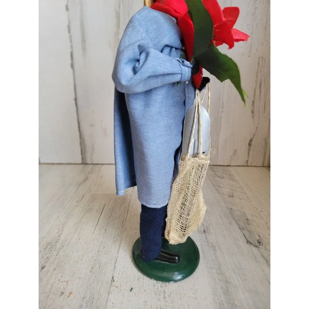 Byers Choice Gardener‎ man poinsettia flower vintage figure shovel